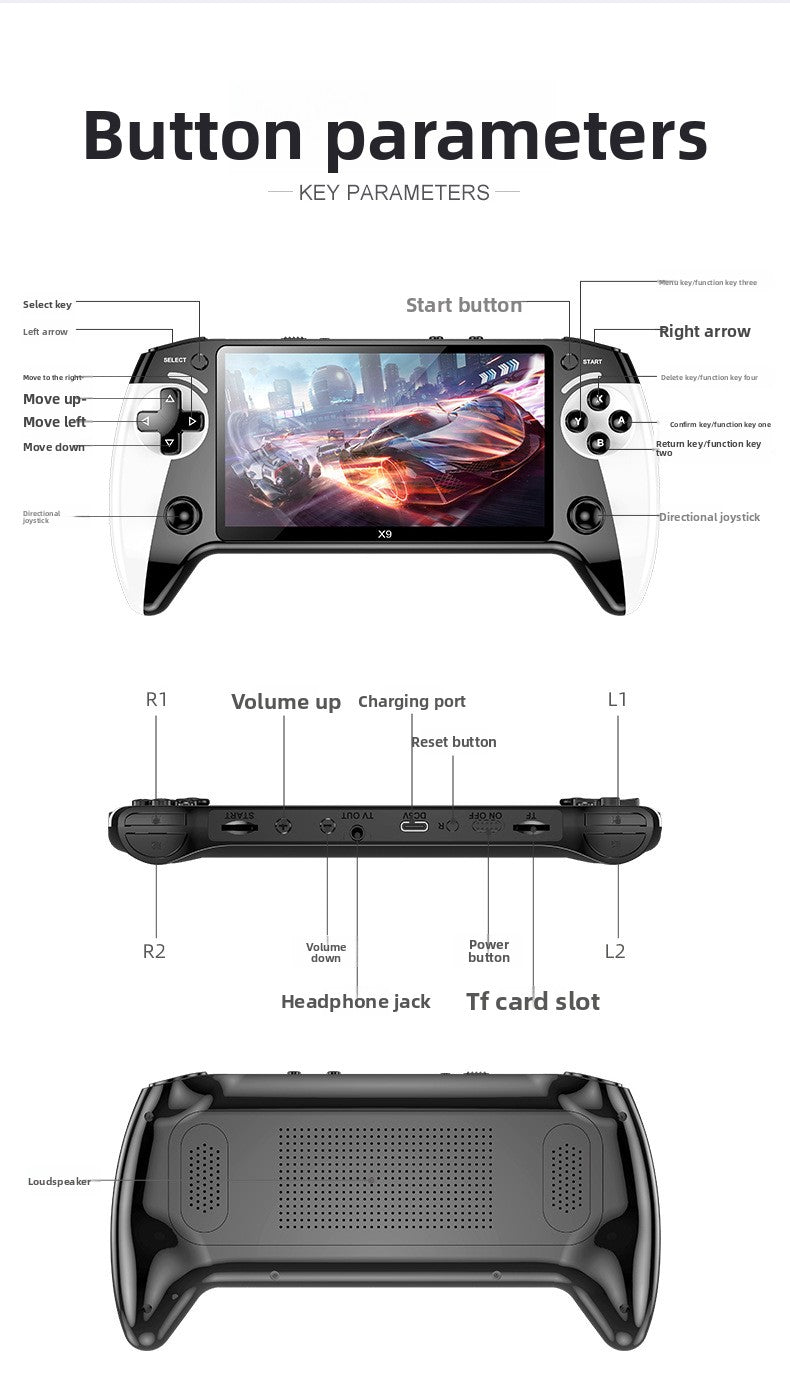 5.5" inch x9 IPS HD PSP lINUX 2000mAh type C rechargable games Handheld Game Player console supporting wireless gamepad connected