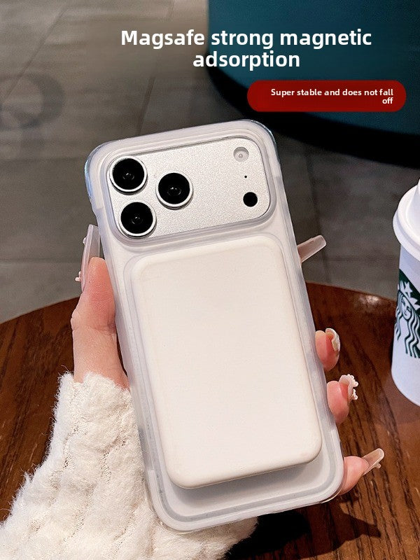 Corrugated matte magnetic suction for iPhone 17promax mobile phone case New iPhone16 four-corner airbag anti-drop protection 17pro strong magnetic adsorption matte texture women's case Phone accessories