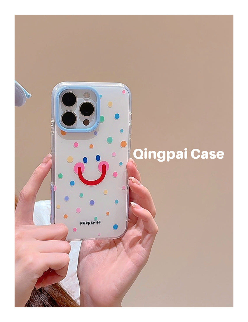 Accessories girl ins color polka dot smiley face for apple 15promax mobile phone case iphone13 new 14pro women