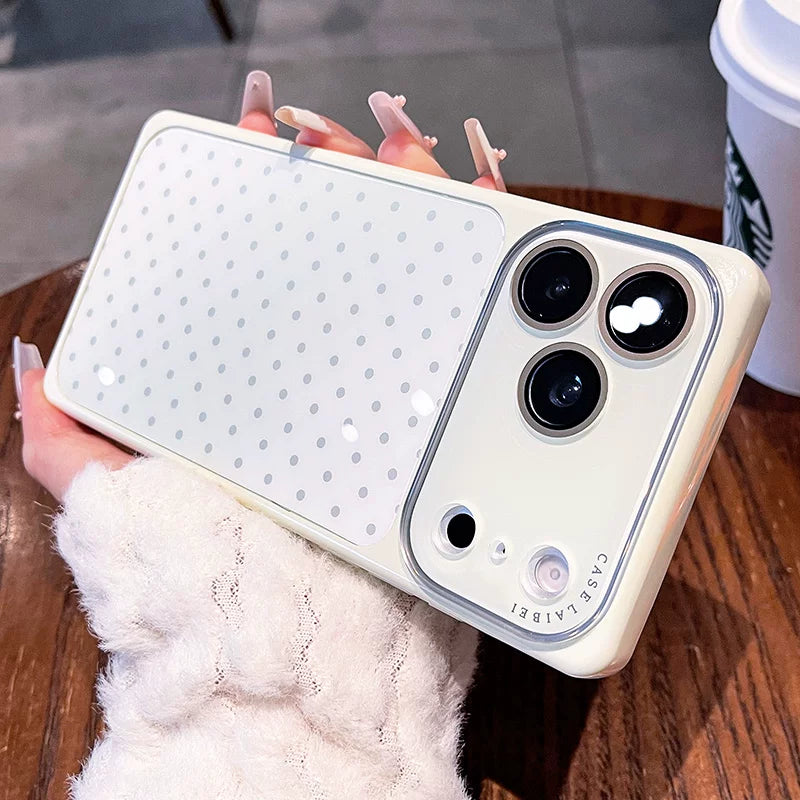 Square shell polka dot for iPhone 17promax mobile phone case The new iPhone16 seconds becomes larger Windows gradually change smudge women's case 15pro integrated lens film case Phone accessories