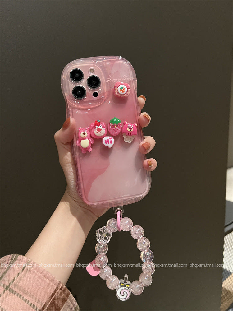 Accessories Smudge Powder Strawberry Bear Powder Lollipop Bracelet for Apple 14promax Mobile Phone Case iPhone13/14 New