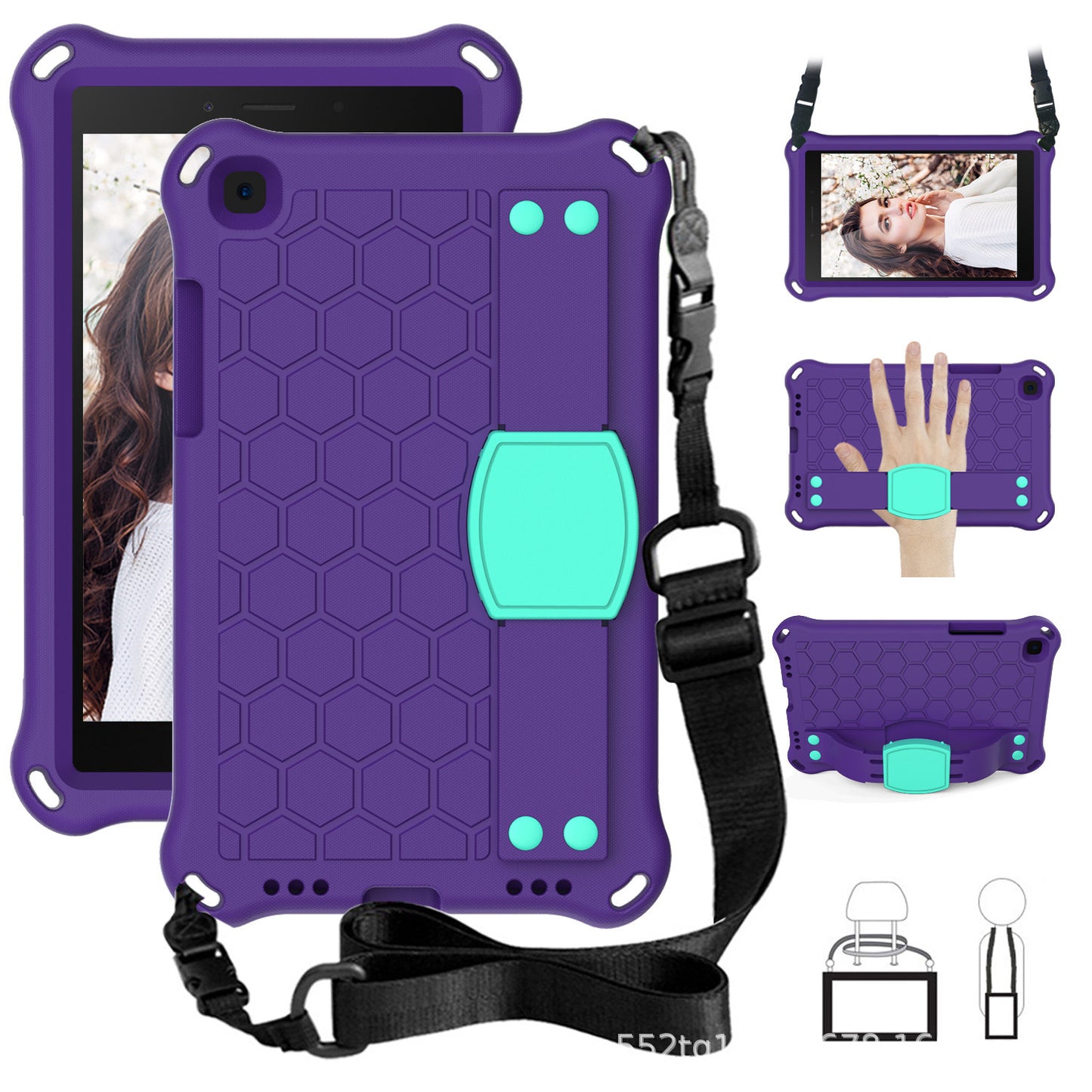 Applicable Samsung Tablet Tab A 8 inch T290 protective cover T295EVA Children's anti-drop safety bracket Shoulder strap protective Accessories