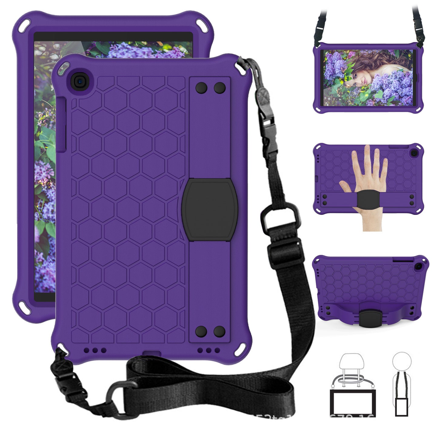 Suitable for Samsung tablet T510/T515 protective case EVA anti-drop case 10.1 inch hand rest bracket 2019 shoulder strap protective Accessories