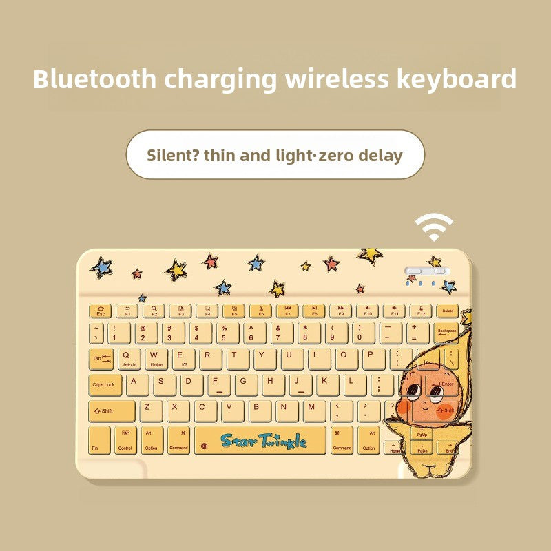 Bluetooth Keyboard Mouse Set For Apple Huawei Xiaomi Tablet PC External Notebook Wireless Silent Light 0 Delay Office Game iPad Charging Girls Cute Stars Tablet Accessories