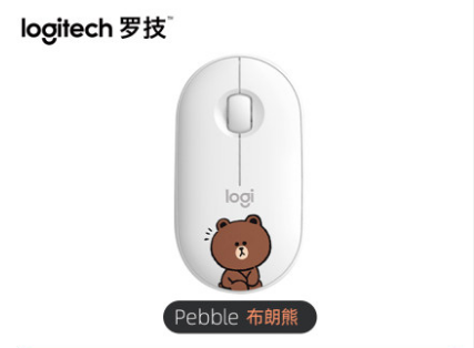 Logitech pebble wireless bluetooth mouse line friends dual mode mute kenny rabbit, brown bear