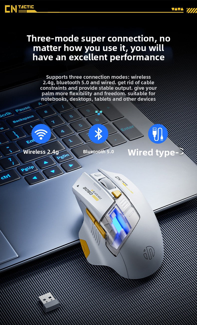 A9 Exploration Edition Bluetooth Wireless Mouse Silent Rechargeable Three-mode Office Game Glow