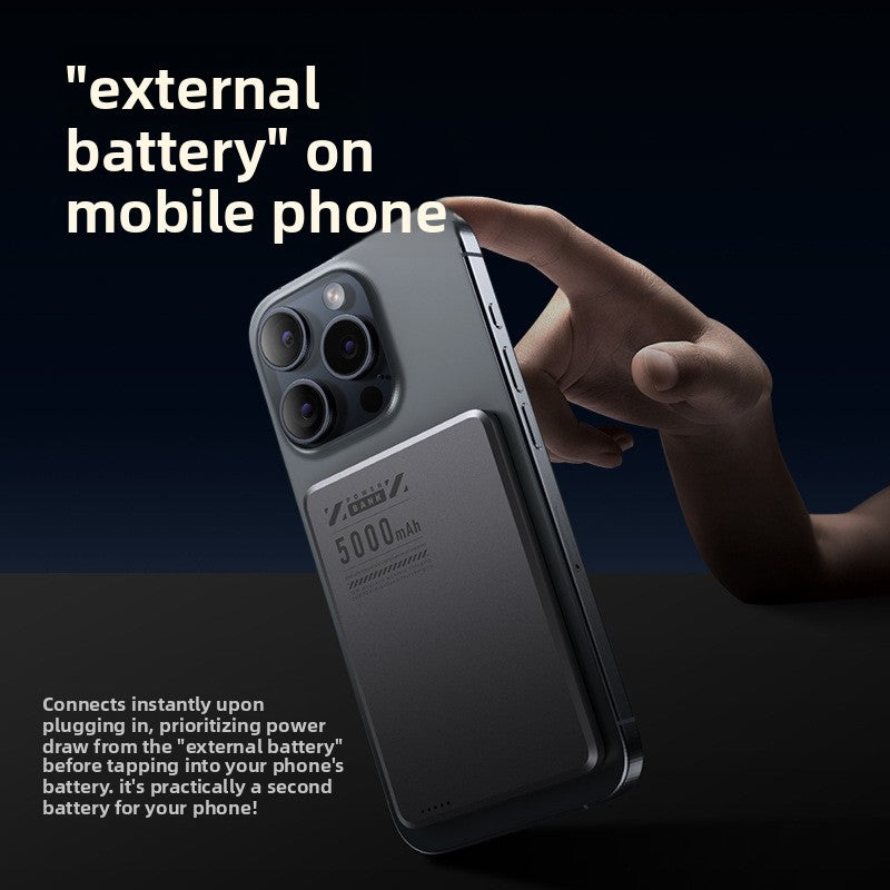 Ultra-thin Magsafe magnetic wireless power bank 5000mAh PD20W fast charging aluminum alloy compact mobile power supply