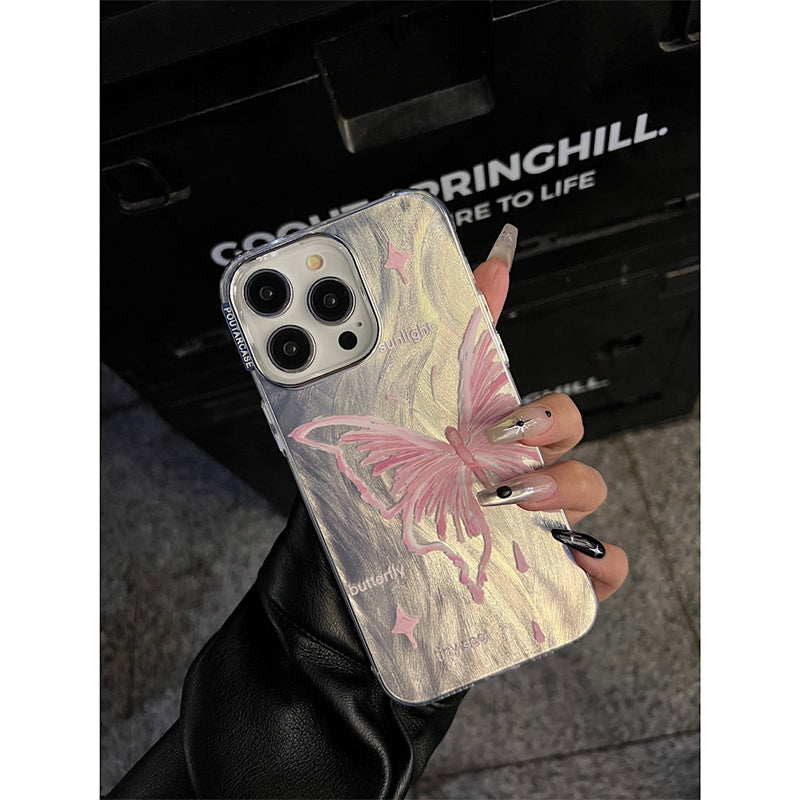 Accessories for Apple 13 mobile phone case, new 2024 women's high-end feather butterfly mobile phone case iPhone15prom