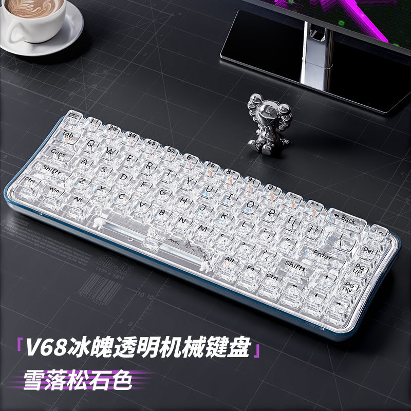 Accessories v99 transparent wireless bluetooth mechanical keyboard three-mode girls office game RGB customized display