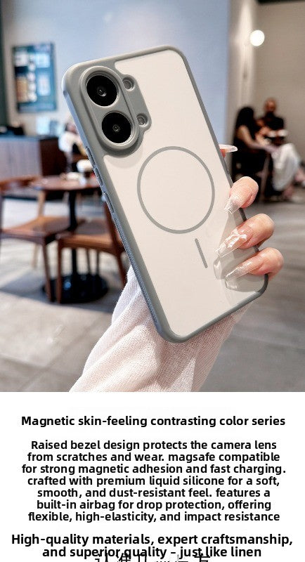 Contrasting color heat dissipation magnetic attraction For Redmi turbo5 max mobile phone case New turbo5 strong magnetic adsorption fine hole frame Redmi side heat dissipation design Soft edge shell Phone Accessories