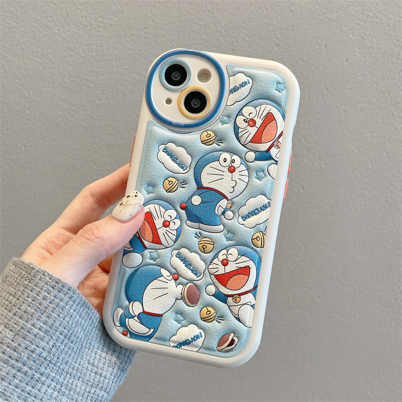 Accessories (Shipping fee not included) Applicable to Apple 13promax mobile phone case iPhone14 leather printing advanced sense 11 cute jingle cat