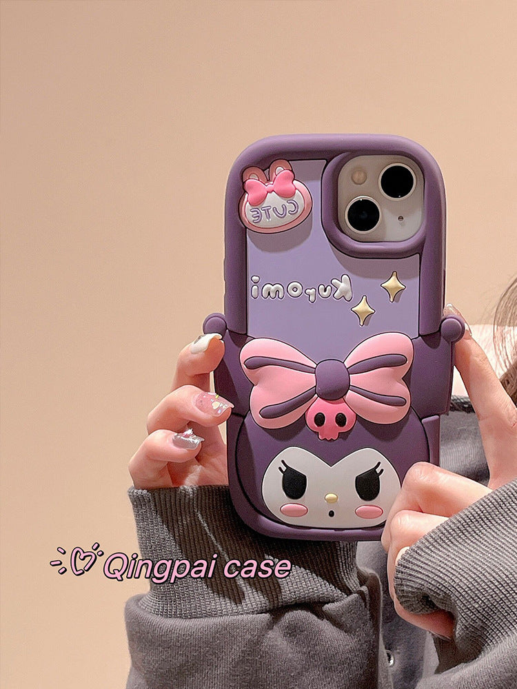 Accessories for Apple 14 mobile phone case three-dimensional purple Kulomie 13 new iphone14promax women's 12 silicon