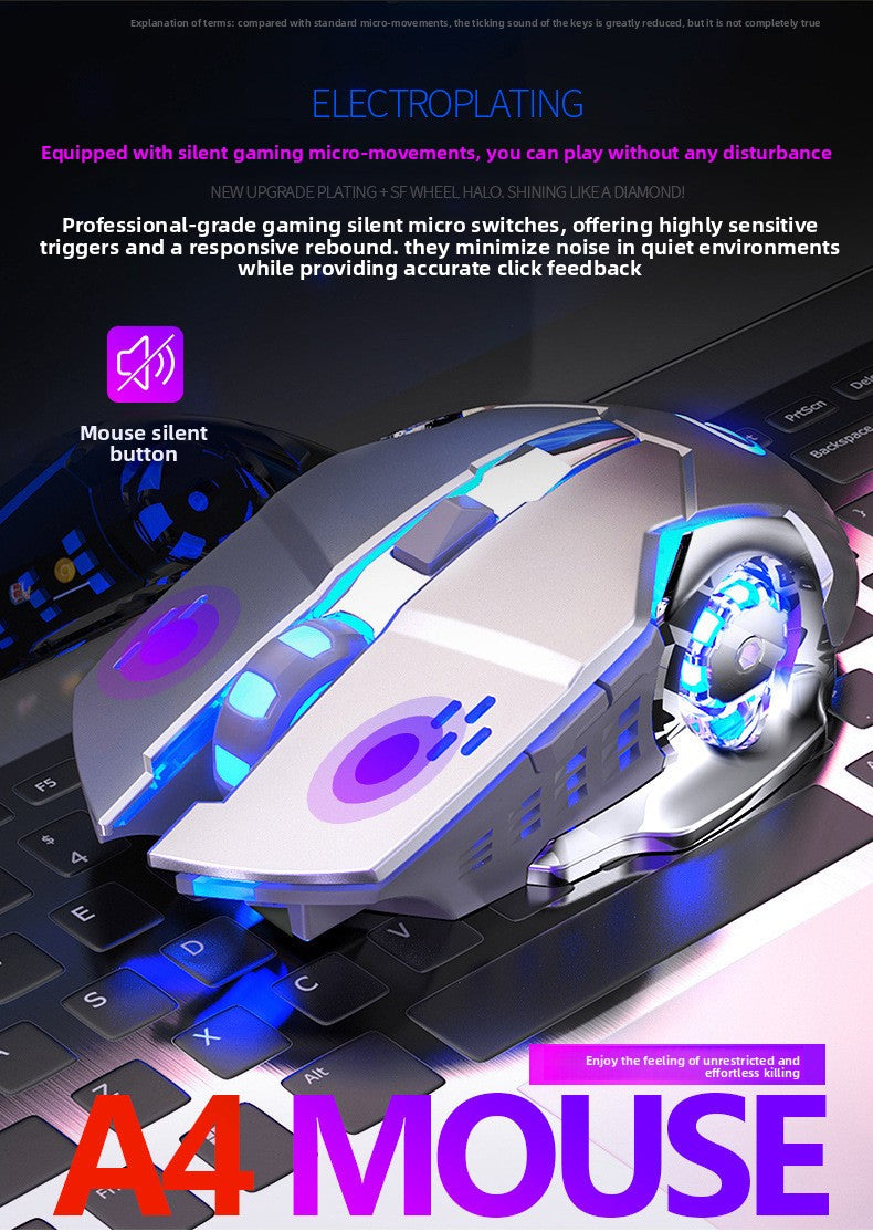 Silver Condor A4 rechargeable wireless mouse mute computer home office e-sports game