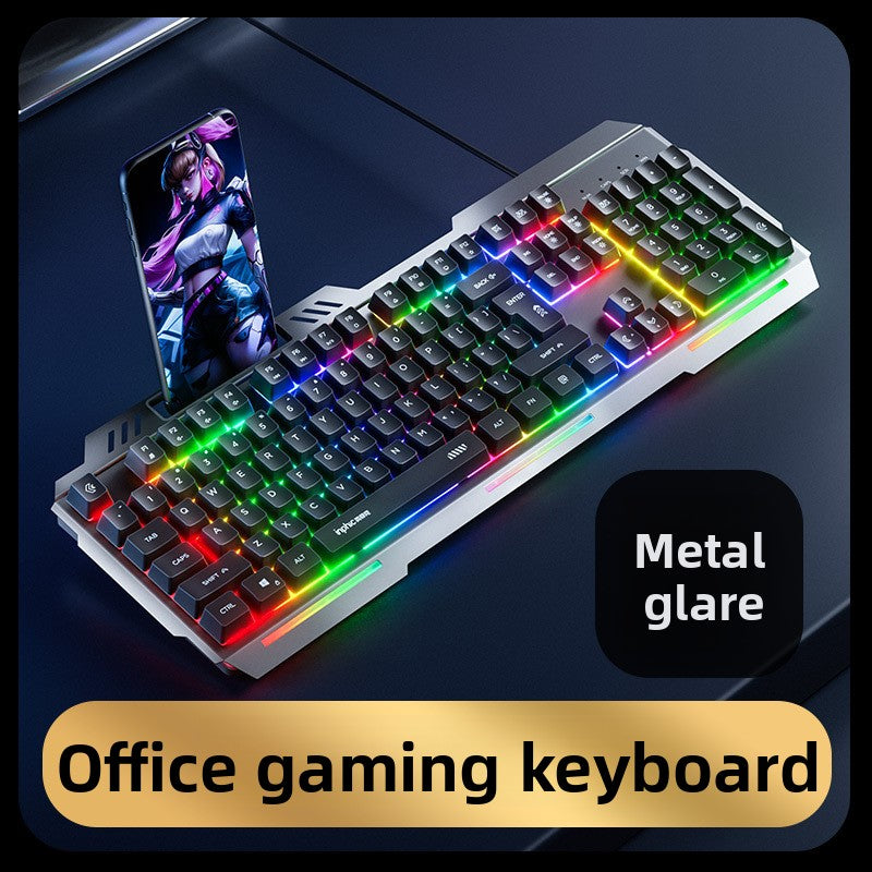 K2 wired keyboard metal panel mechanical feel e-sports game luminous Internet cafe film