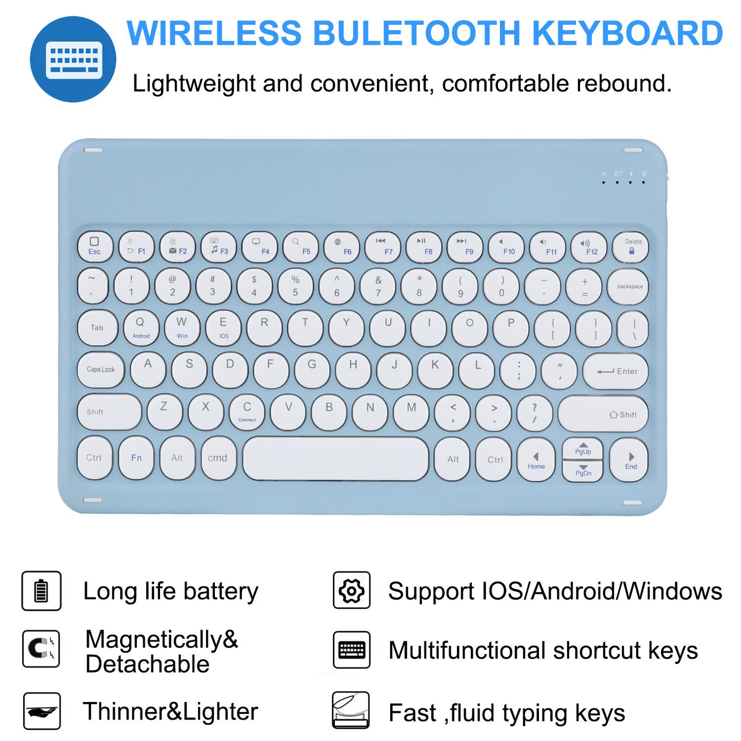 Applicable ipad10.2 bluetooth keyboard case pro11 split round cap bluetooth keyboard case air4 with pen slot protective Accessories