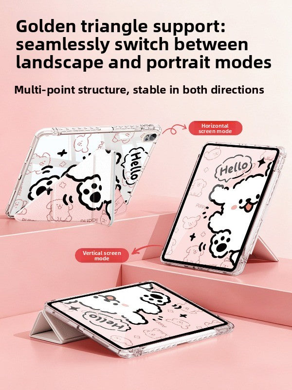 For huawei matepad tablet protective case air12 protective case se10.4 with pen slot 11.5 For glory 9 all-inclusive x10pro acrylic 115 transparent 10.8 powder line dog 2023 Tablet Accessories