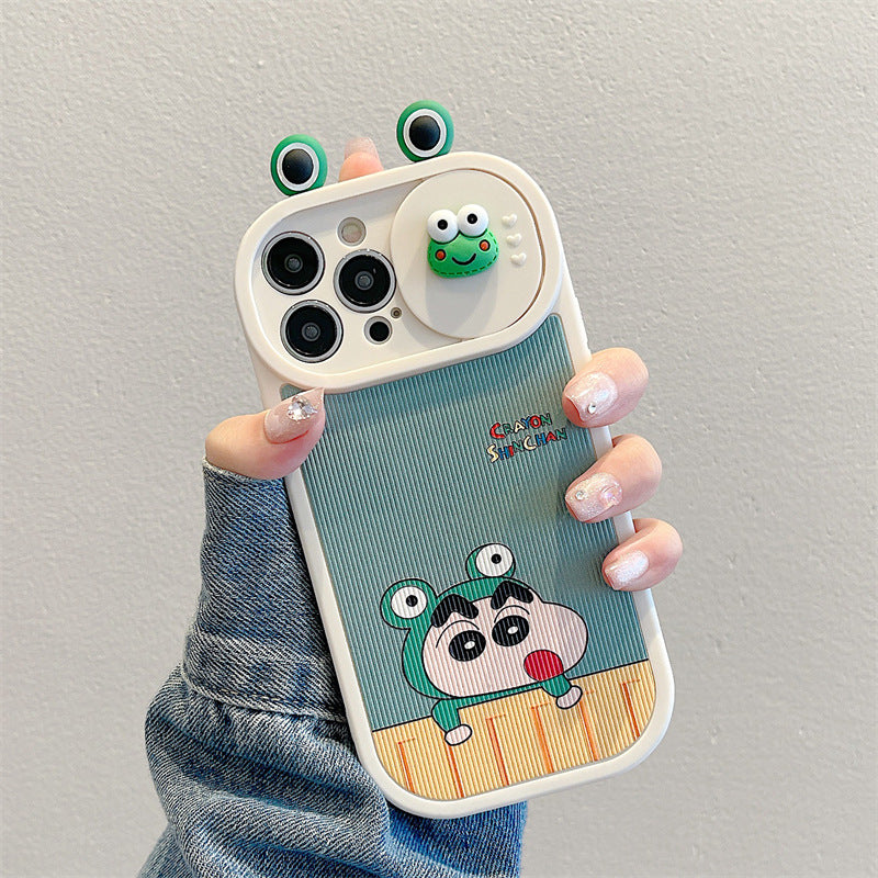 Accessories Cute Frog Applicable to Apple 15 Mobile Phone Case New iPhone 14Pro Women's 13 Silicone 11 Window Push All-inclusive Anti-