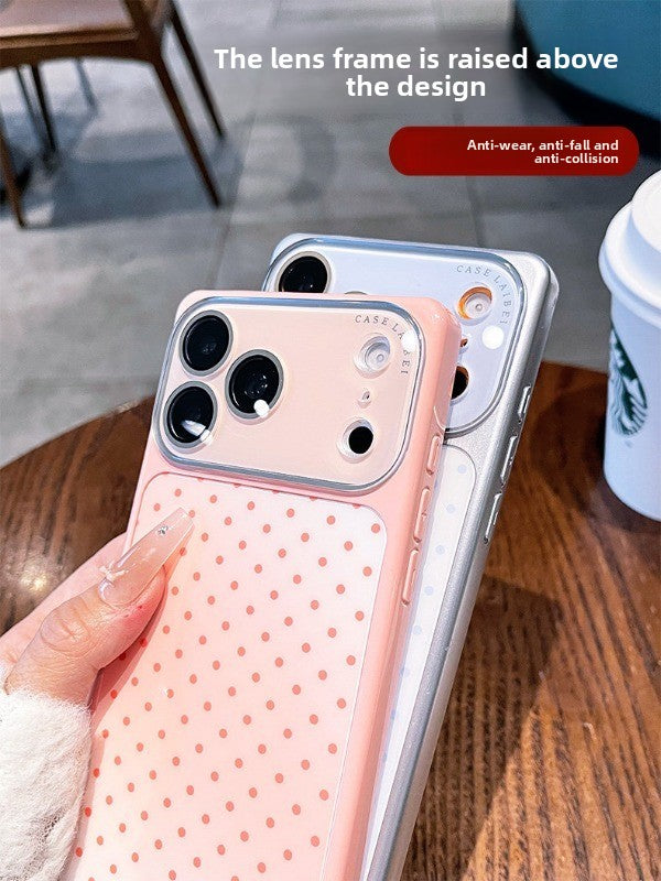Square shell polka dot for iPhone 17promax mobile phone case The new iPhone16 seconds becomes larger Windows gradually change smudge women's case 15pro integrated lens film case Phone accessories
