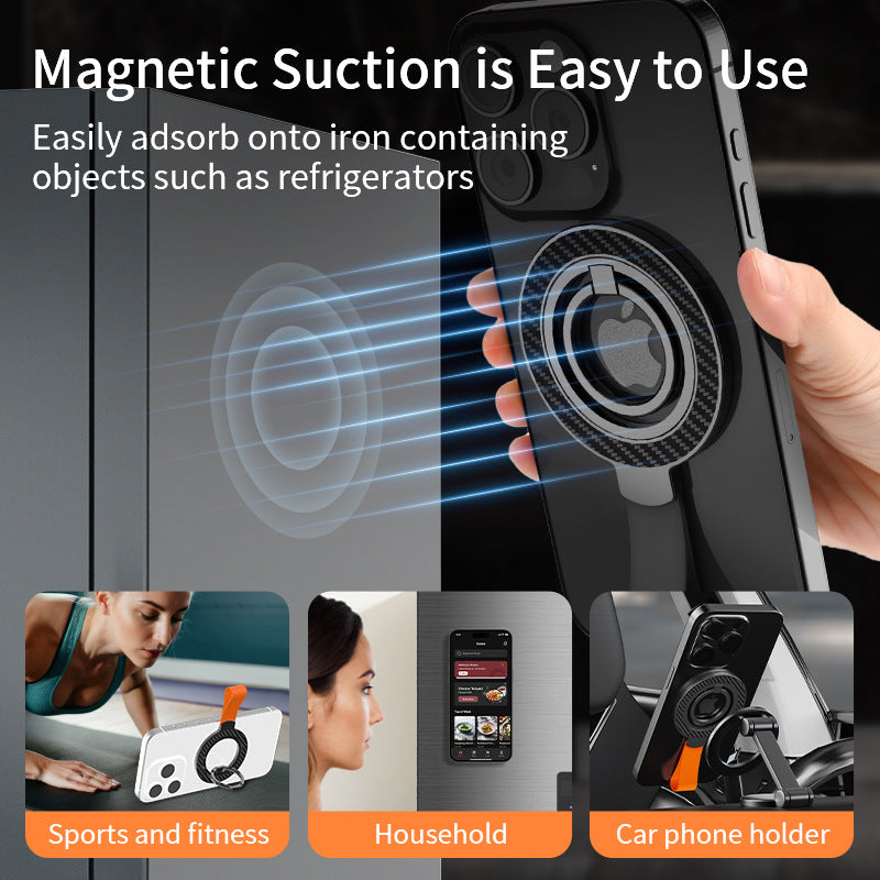 Upgraded magsafe double-sided magnetic bracket carbon fiber multi-function 360 ° ring buckle folding mobile phone holder