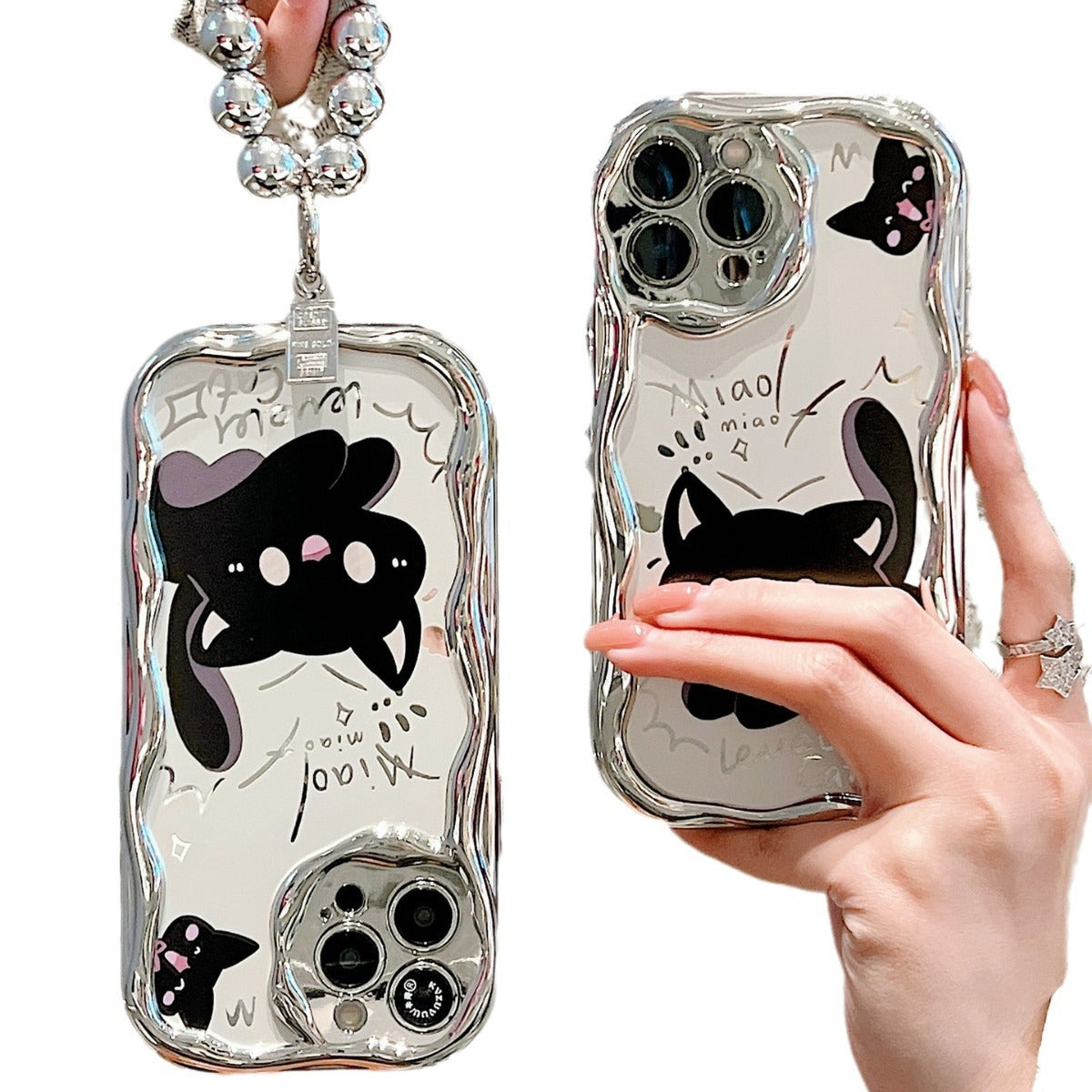 Accessories for Apple 15 mobile phone case iphone14promax black cat bracelet 13 fun cartoon 12 cute new models