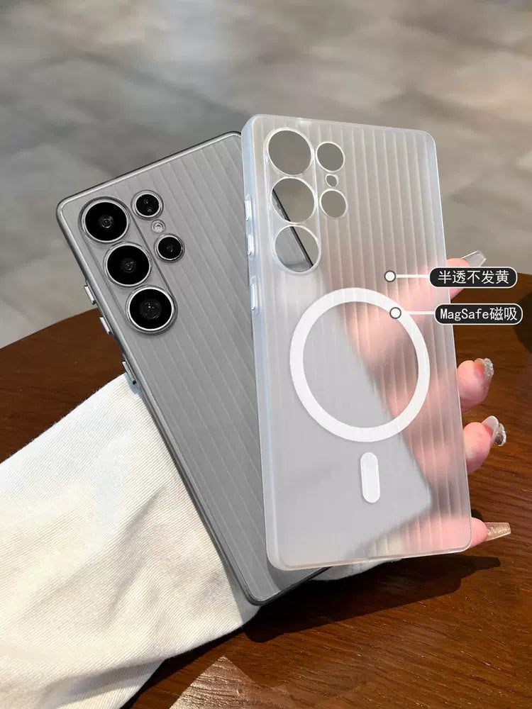 Geometric for samsung s26ultra mobile phone case corrugated magnetic suction s25 + protective case galaxy case s26 transparent matte samsung ultra-thin all-inclusive anti-drop premium women's Phone accessories