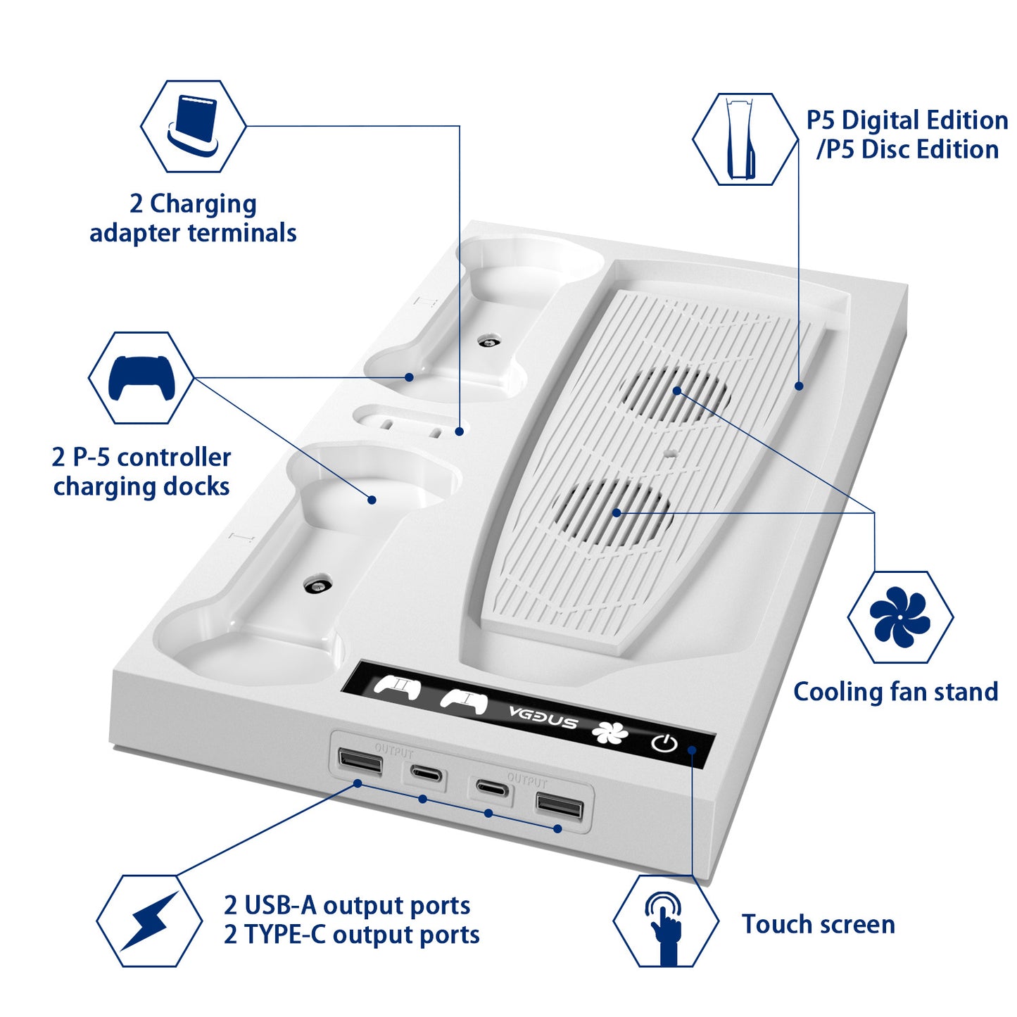PS5 host bracket Cooling fan handle Double charging PS5 host radiator handle Seat charging host bracket