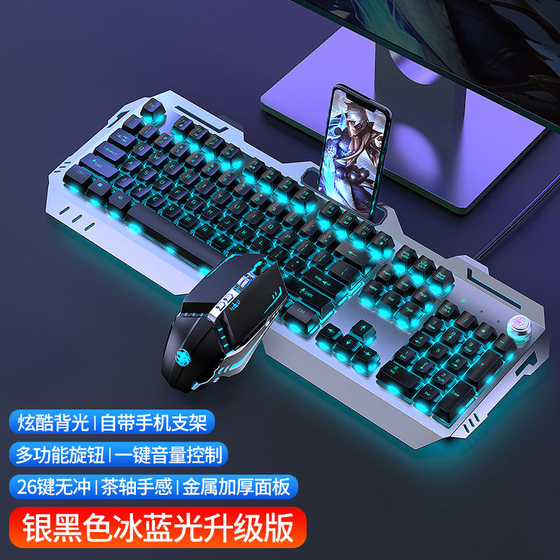 (Shipping fee not included) Cross-border mechanical tea shaft feel keyboard mouse earphone set laptop wired keyboard mouse e-sports game