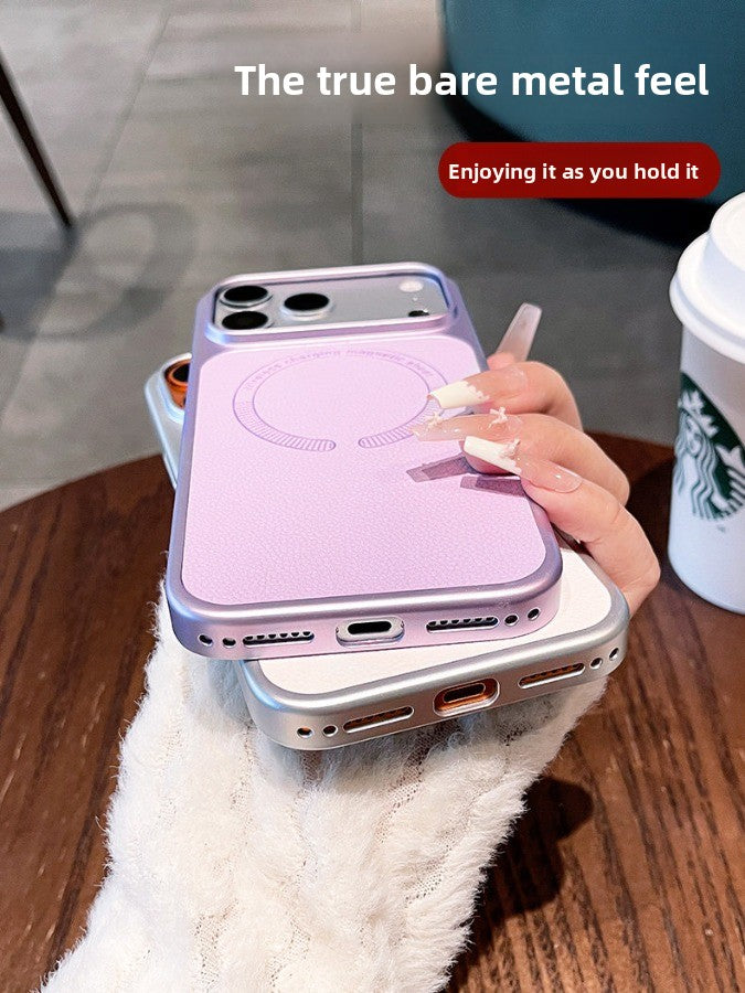 Instant Change for iPhone 17 Pro Max Case New iPhone 16 Protective Case Ultra-thin 15 Pro Lychee Leather Texture Full Coverage Shockproof Magnetic Women's Premium Soft Edge Hard Case Phone Accessories