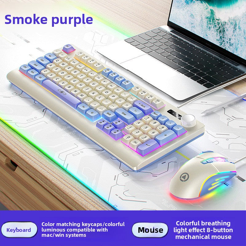 Silver engraving km900 custom game keyboard and mouse set, color matching wired luminous desktop computer accessories