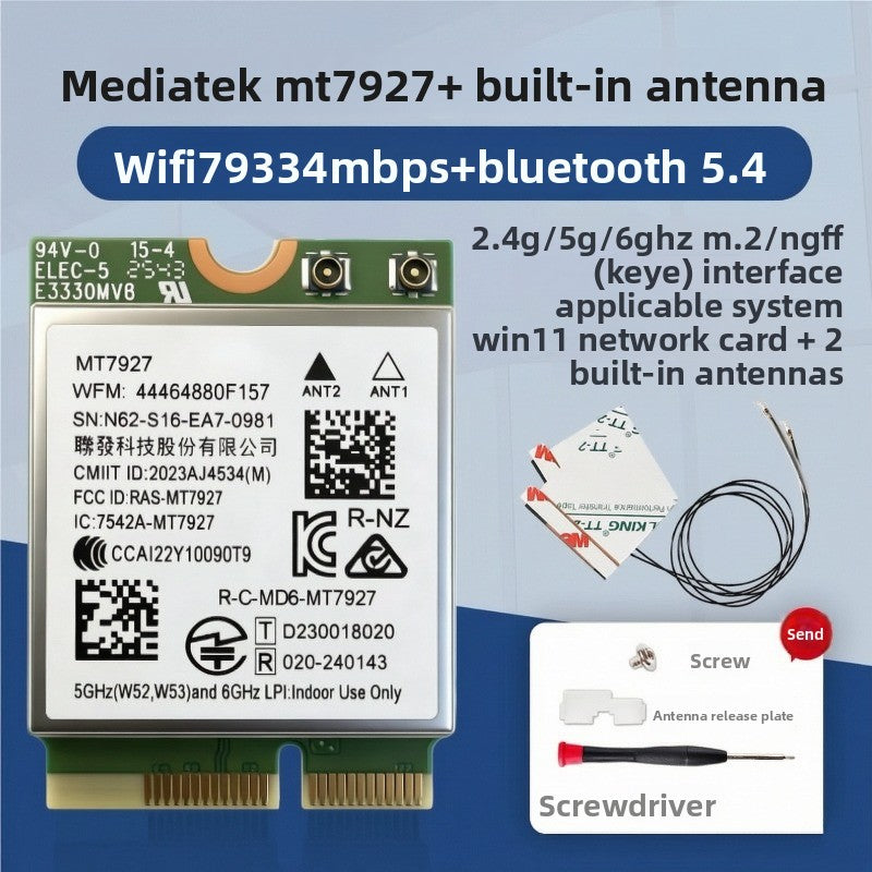 Wifi card for MT7922/MT7925/MT7902 WiFi6 WiFi6E MediaTek AW-XB604NF MT7921K MT7927 MT7922A22M MT7902 MT7925B22M RZ616 RZ608 RZ717 RZ608 0C011-00300100 0R5DHJ Wireless network interface card Bluetooth 5.4 Laptop Desktop AMD