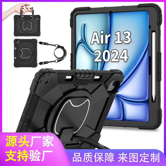 Applicable iPad Air 13 2024 Rotary Portable Flat Case Anti-drop Silicone Three-proof Protective Case Factory Wholesale protective Accessories