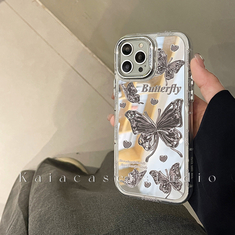 Accessories Premium Sense Crystal Butterfly Mirror Suitable for Apple 14promax Mobile Phone Case iphone13 New 15 Silicone 12