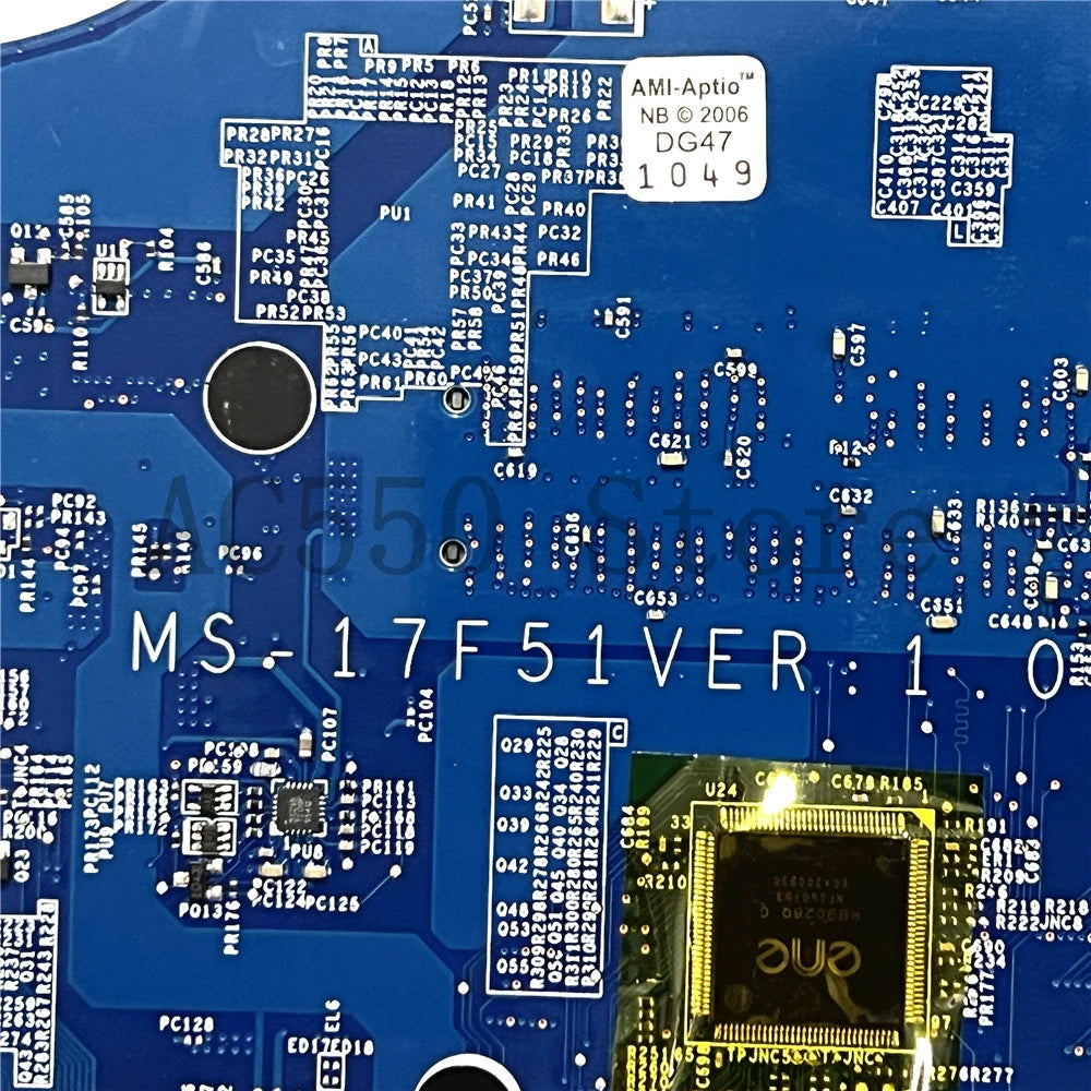 (Shipping fee not include)MSI 微星 MS-17F51  电脑 motherboard  system board i7-10750H RX3060 6GB VER:1.0