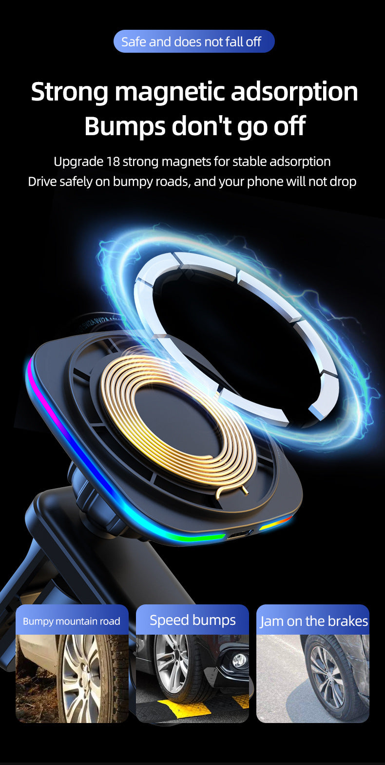 Car magnetic wireless charging 15w magnetic wireless charger, wireless magnetic attraction is suitable for Apple Android mobile phones