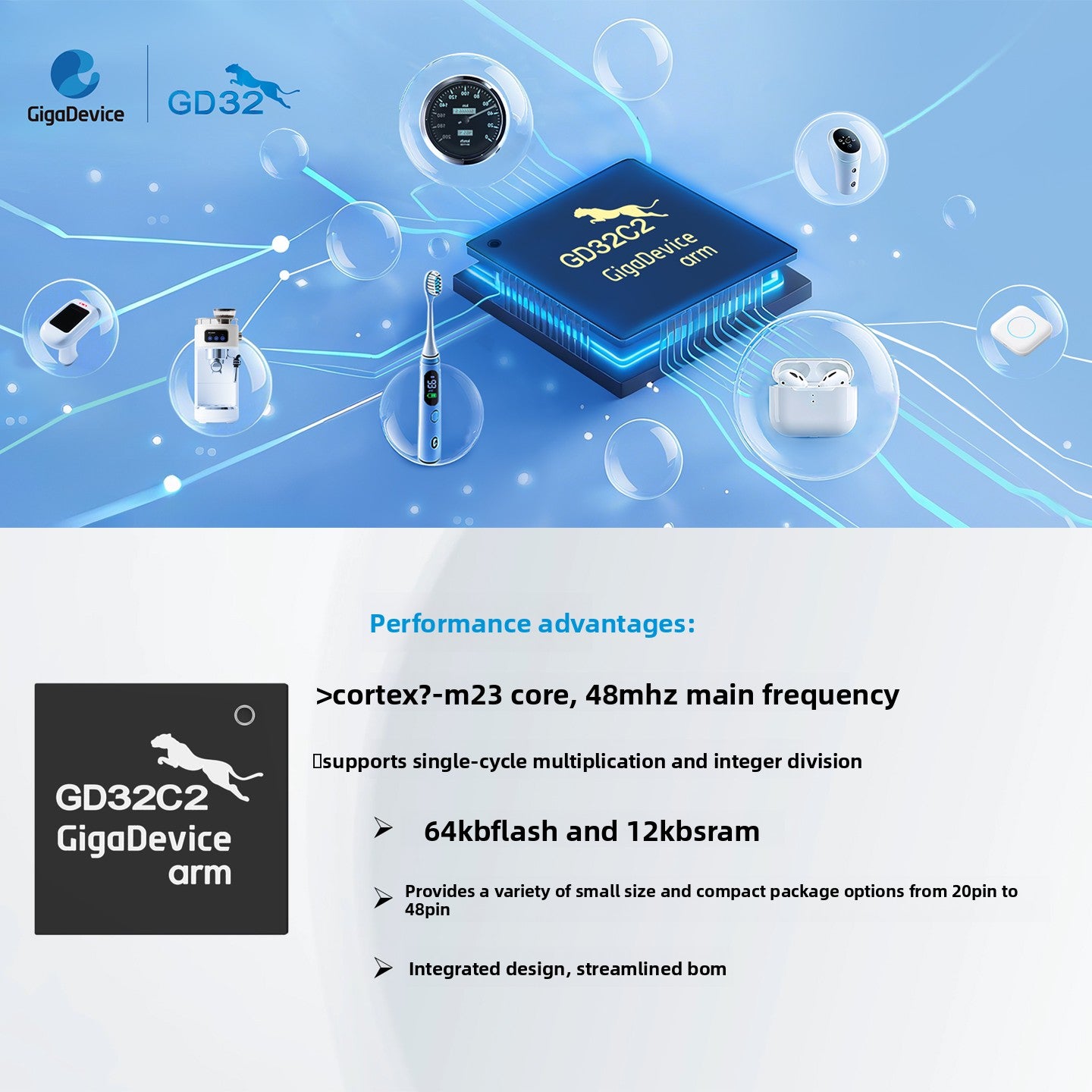 Entry-level development board by GigaDevice built around the Arm Cortex-M23 core GD32C231K-START Cortex-M23  entry-level microcontroller MCU Development Kit tools