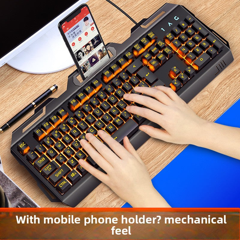 Silver engraving V2 mechanical feel knob gaming keyboard desktop computer notebook wired luminous e-sports
