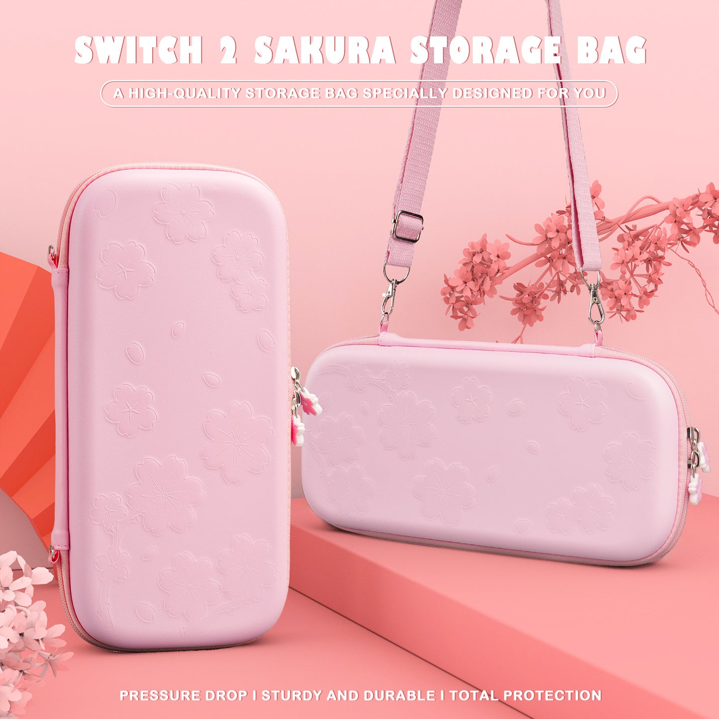 Suitable for Nintendo Switch 2 Sakura Storage Protection Kit Game Console Protective Case Host Package Tempered Film