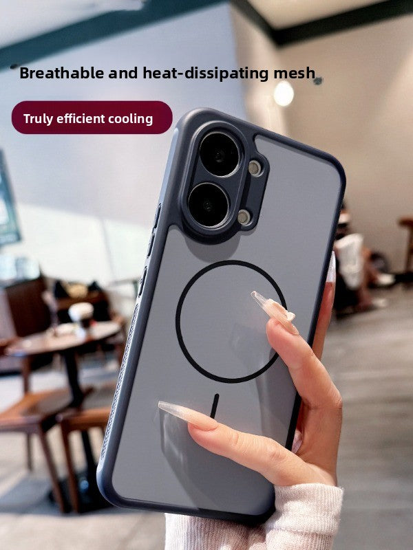 Contrasting color heat dissipation magnetic attraction For Redmi turbo5 max mobile phone case New turbo5 strong magnetic adsorption fine hole frame Redmi side heat dissipation design Soft edge shell Phone Accessories