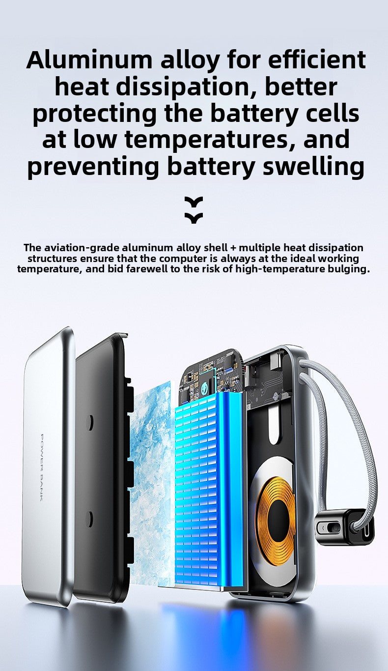 KC magnetic power bank 10000 mAh with its own cable ultra-thin watch earphones wireless fast charging power bank