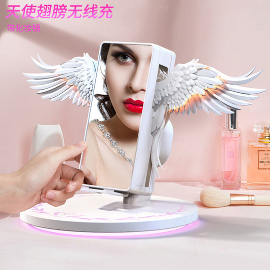 (Shipping fee not included) New Angel Wings Mobile Phone Wireless Charger 15W Fast Charge Universal Gift Wholesale Multifunctional Makeup Mirror