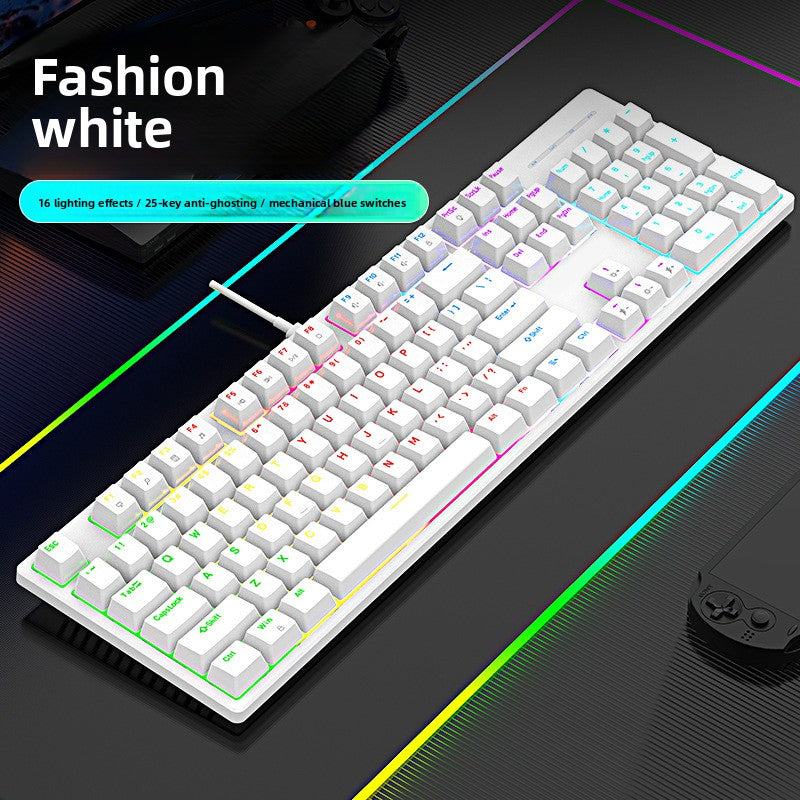 Wired real mechanical keyboard RGB blue axis 104 key game e-sports office, full key without punch