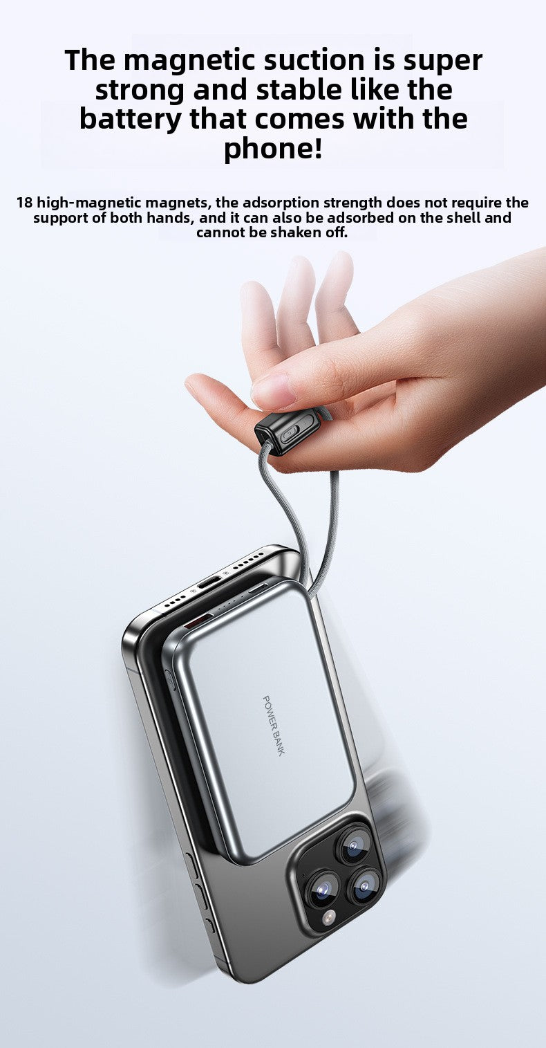 KC magnetic power bank 10000 mAh with its own cable ultra-thin watch earphones wireless fast charging power bank