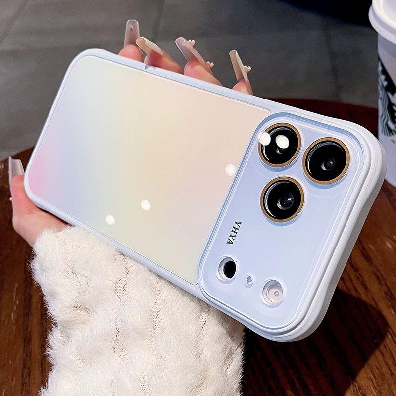 Gradual change smudged glass for iPhone 17promax mobile phone case The new iPhone16 seconds becomes larger Windows integrated lens film 15pro Ice cooling women's case Phone accessories