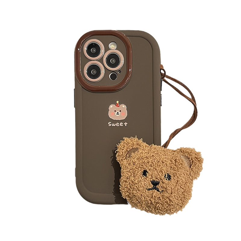 Accessories Autumn and winter Internet celebrity cartoon bear doll for Apple 15promax mobile phone case iphone14pro simple 13