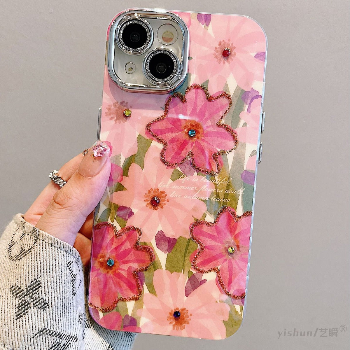 Accessories for Apple 15ProMax mobile phone case iPhone14 spring ins beautiful oil painting flowers 12 high-end new