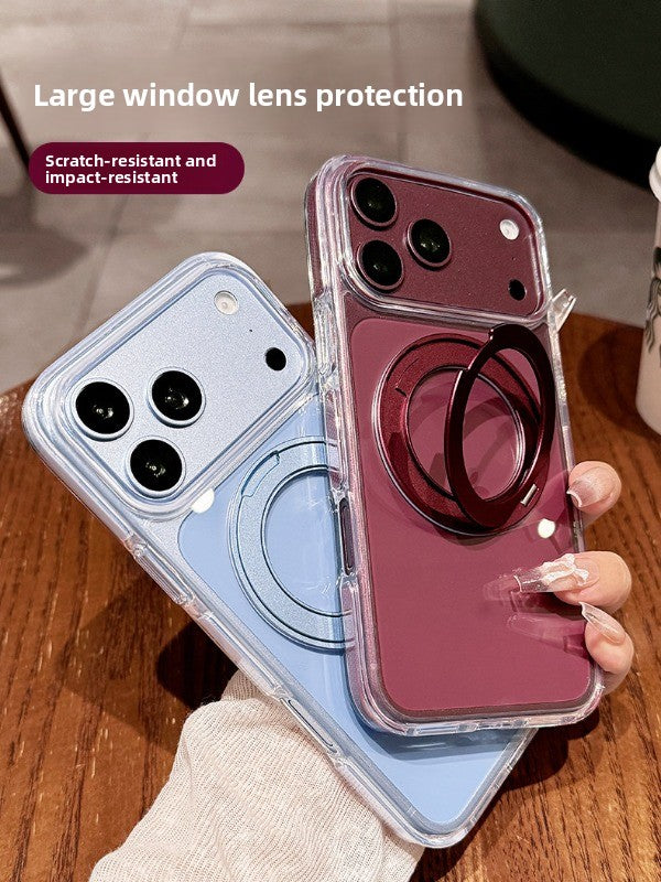 High transparency anti-collision strip fulcrum shell For iPhone 18promax mobile phone case New iPhone17 fully transparent with 360 ° rotating bracket protective case 18pro men's and women's shell Phone Accessories