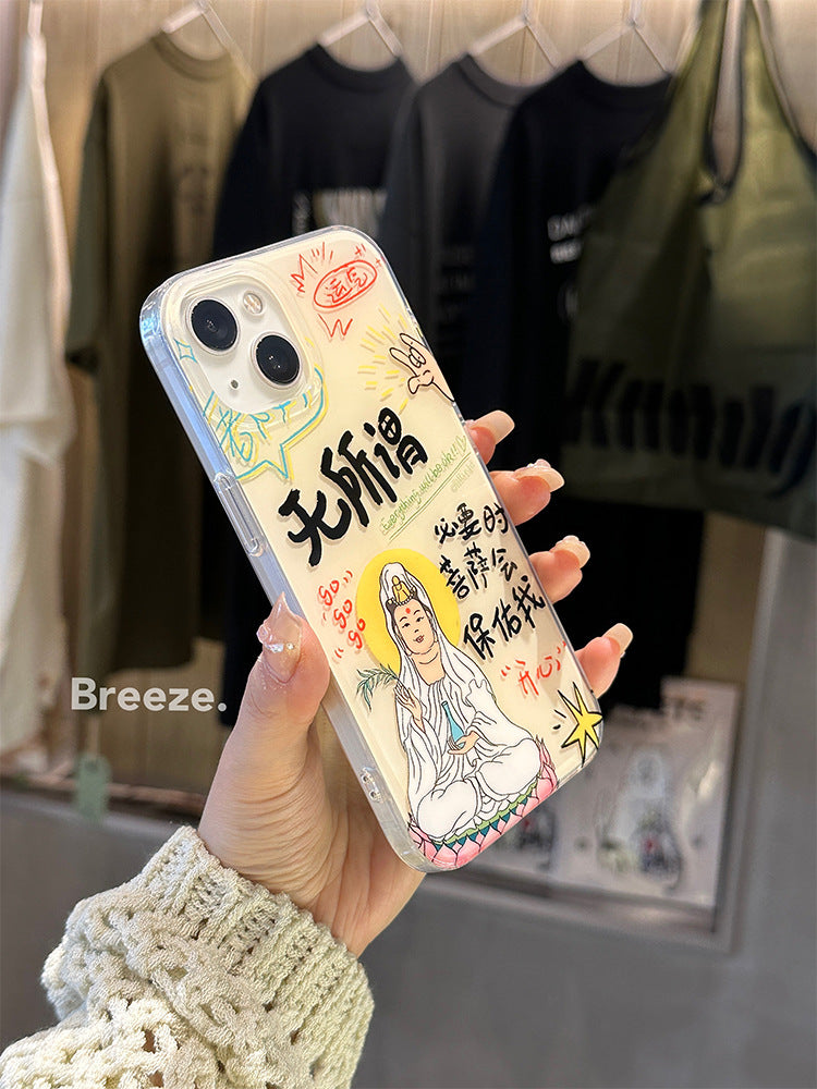 Accessories niche creative funny Guanyin Bodhisattva for iphone14/15pro max Apple 15 mobile phone case 13 new models