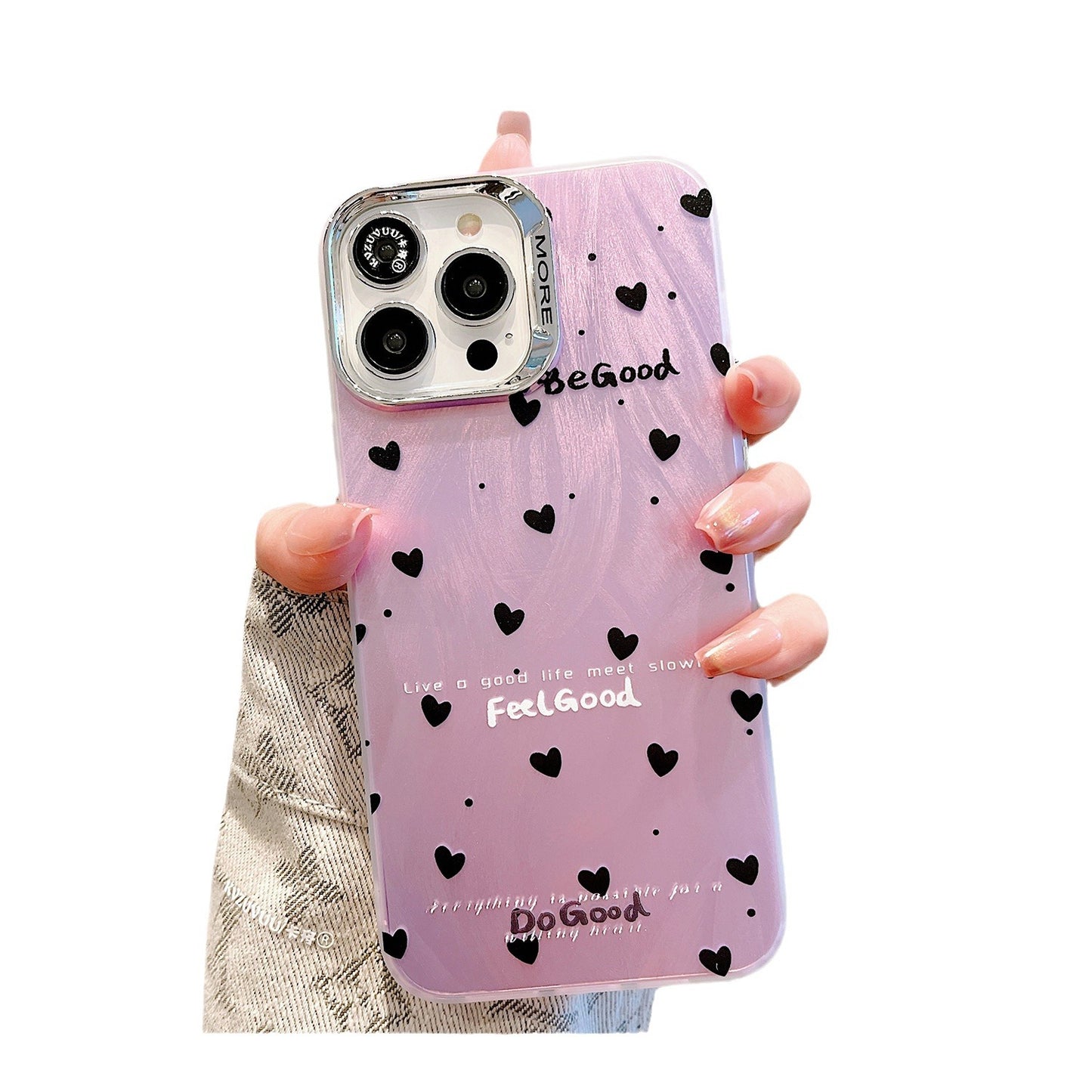 Accessories for Apple 14promax mobile phone case iphone15 feather yarn love polka dot 13 simple ins style 12 Internet celebrities