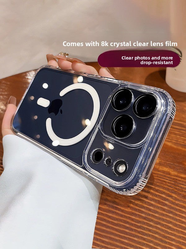 All-inclusive with camera button for iPhone 17promax mobile phone case New iPhone16 Magnetic suction tape Lens film Airbag anti-drop 17pro Full transparency Advanced sense 16pro Simple shell Phone accessories