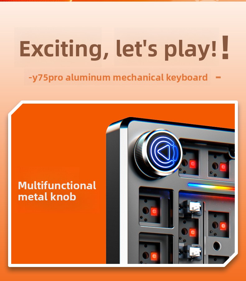 Silver carving Y75Pro aluminum tuo tuo Bluetooth wireless three-mode mechanical keyboard e-sports game computer metal wired kit